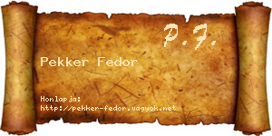 Pekker Fedor névjegykártya